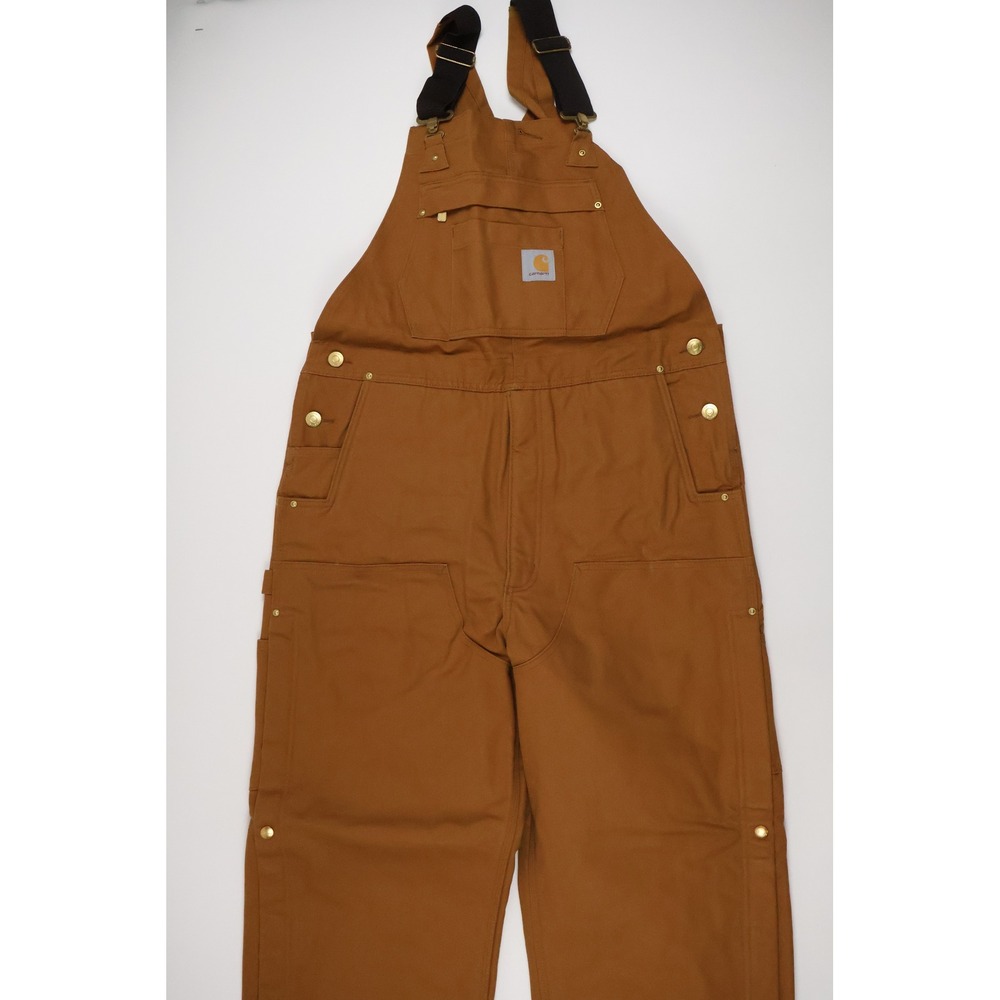 Carhartt Firm Duck Insulated Bib Overall Brown Solid M Cotton NWT